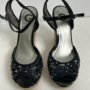 Guess black sequins espadrille sandals size 9